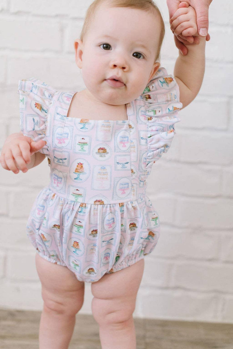 Baby Girl Bubble |Emmy Romper-Let Them Eat Cake | Ollie Jay - The Ridge Kids