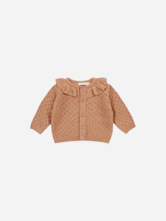 Baby Girl Cardigan | Ruffle Collar - Melon | Quincy Mae - The Ridge Kids