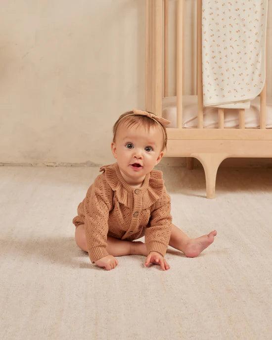Baby Girl Cardigan | Ruffle Collar - Melon | Quincy Mae - The Ridge Kids