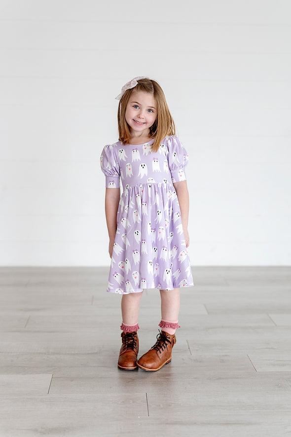 Baby Girl Dress | Halloween- Purple Girly Ghost | Ollie Jay - The Ridge Kids
