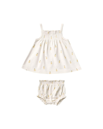 Baby Girl Dress | Smocked Tank and Bloomer Set- Lemons | Quincy Mae - The Ridge Kids