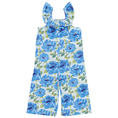 Baby Girl Jumpsuit | Anna- Blue Peonies | Pink Chicken - The Ridge Kids