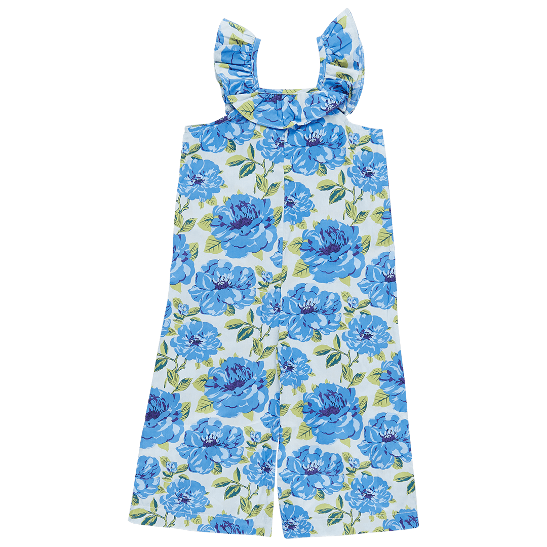 Baby Girl Jumpsuit | Anna- Blue Peonies | Pink Chicken - The Ridge Kids