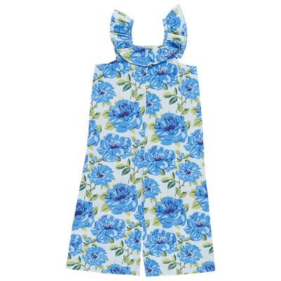 Baby Girl Jumpsuit | Anna- Blue Peonies | Pink Chicken - The Ridge Kids