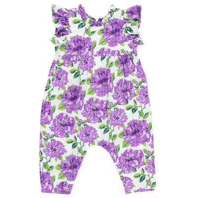 Baby Girl Jumpsuit | Jennifer- Purple Peonies | Pink Chicken - The Ridge Kids