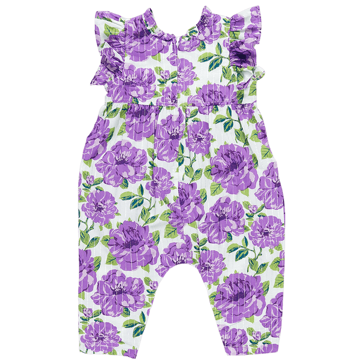 Baby Girl Jumpsuit | Jennifer- Purple Peonies | Pink Chicken - The Ridge Kids