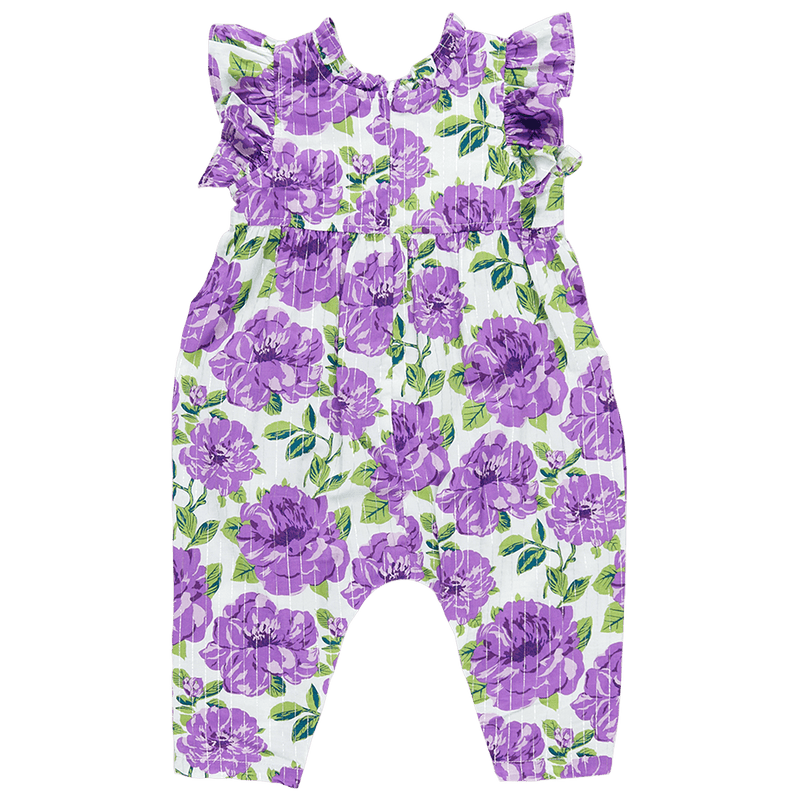 Baby Girl Jumpsuit | Jennifer- Purple Peonies | Pink Chicken - The Ridge Kids