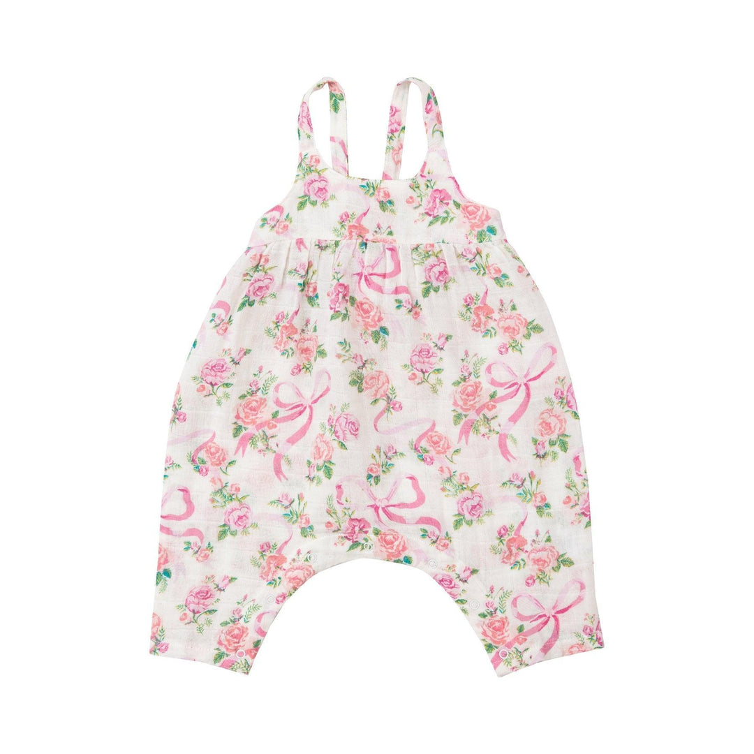 Baby Girl Romper | Tie Back- Coquette Bows | Angel Dear - The Ridge Kids