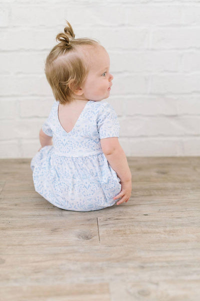 Baby Girl Romper |Rosie Romper- Blue Bunnies | Ollie Jay - The Ridge Kids