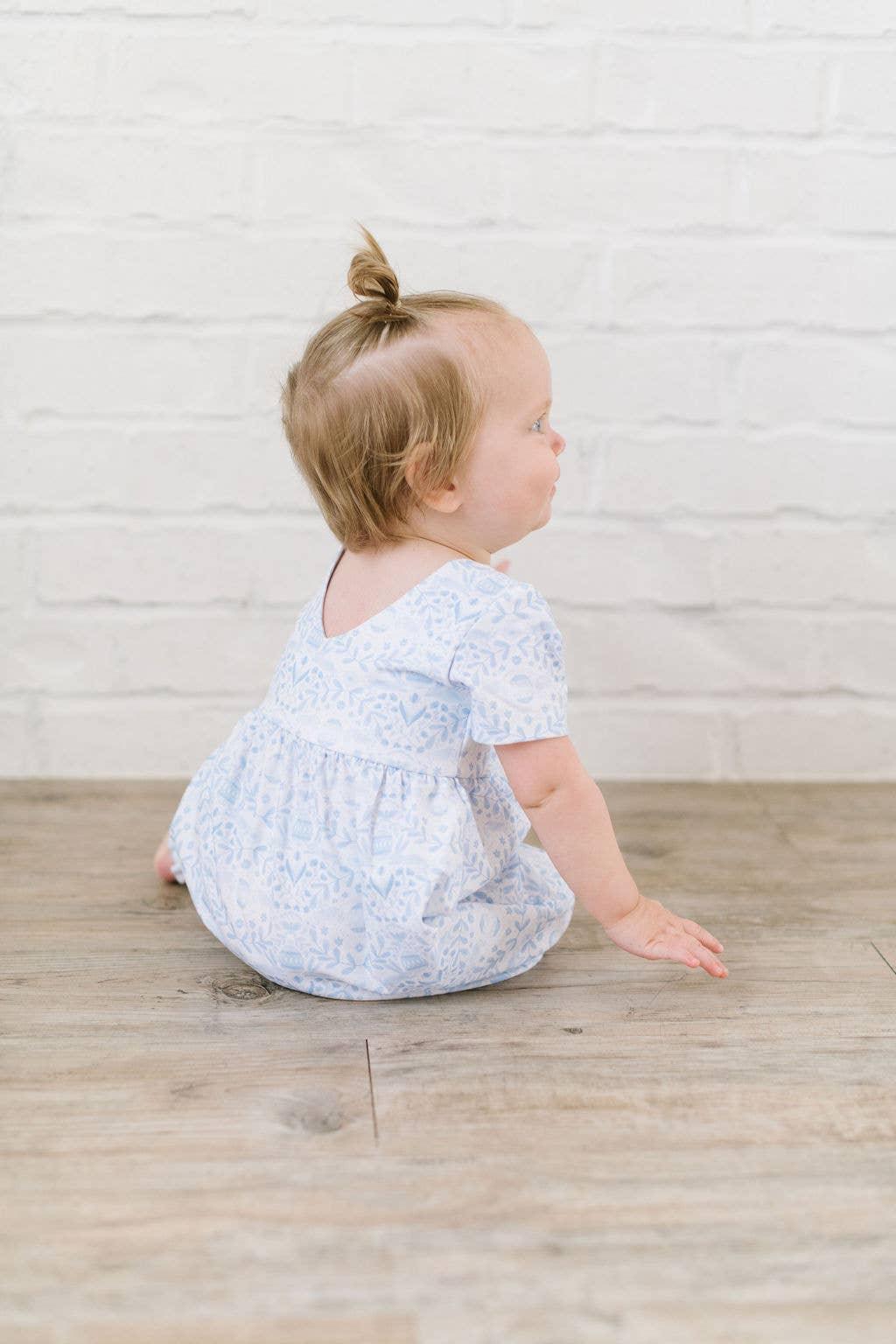 Baby Girl Romper |Rosie Romper- Blue Bunnies | Ollie Jay - The Ridge Kids
