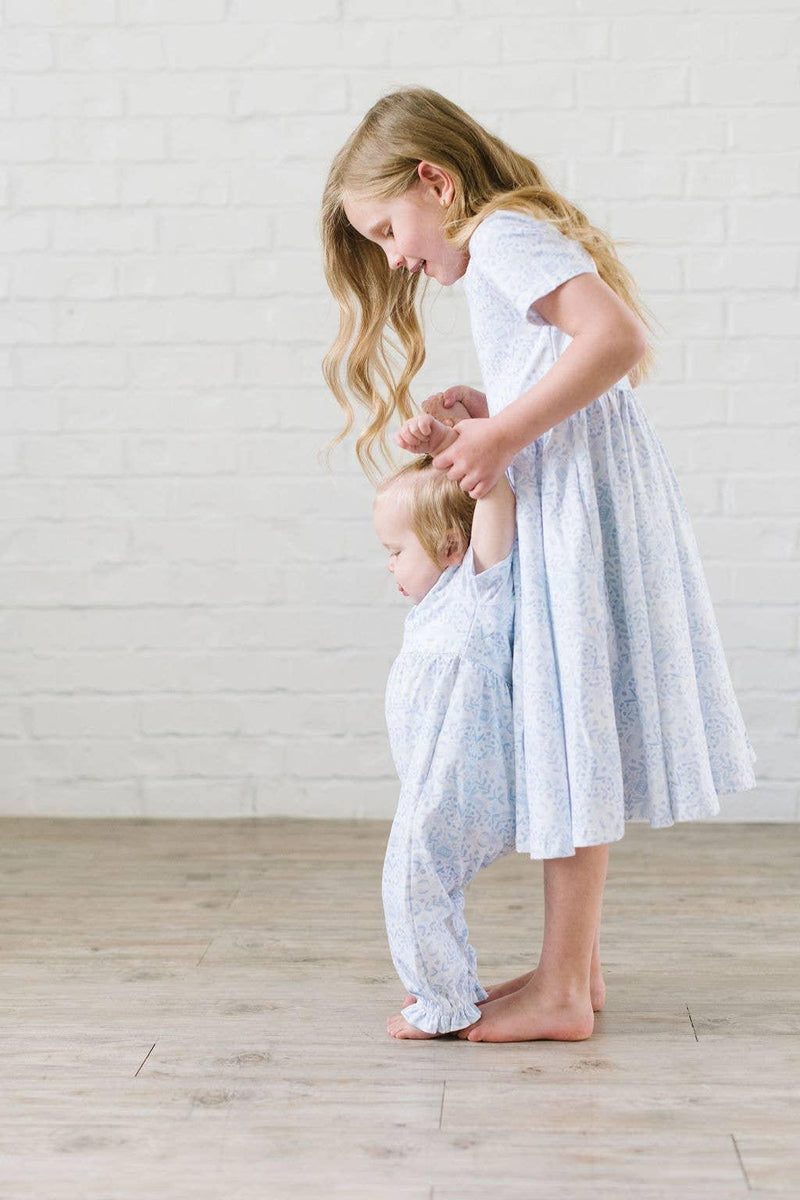 Baby Girl Romper |Rosie Romper- Blue Bunnies | Ollie Jay - The Ridge Kids