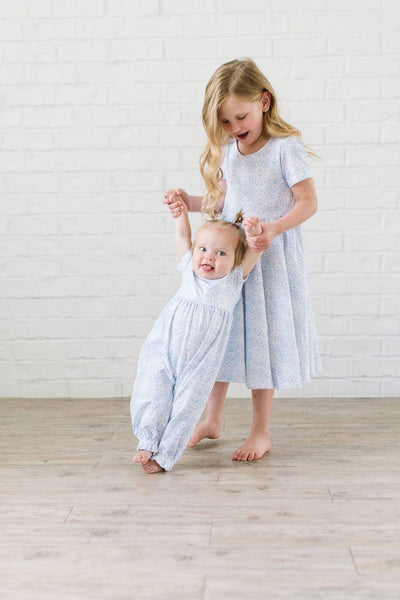 Baby Girl Romper |Rosie Romper- Blue Bunnies | Ollie Jay - The Ridge Kids