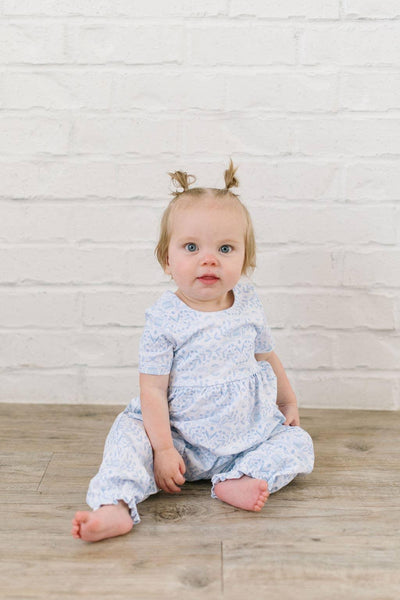 Baby Girl Romper |Rosie Romper- Blue Bunnies | Ollie Jay - The Ridge Kids