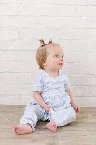 Baby Girl Romper |Rosie Romper- Blue Bunnies | Ollie Jay - The Ridge Kids