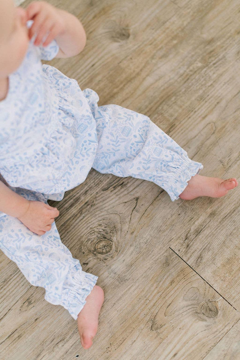 Baby Girl Romper |Rosie Romper- Blue Bunnies | Ollie Jay - The Ridge Kids