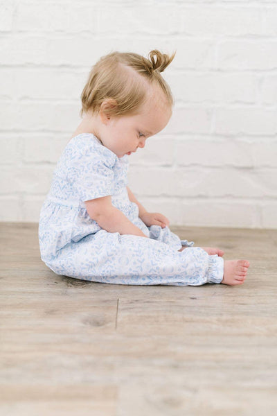 Baby Girl Romper |Rosie Romper- Blue Bunnies | Ollie Jay - The Ridge Kids