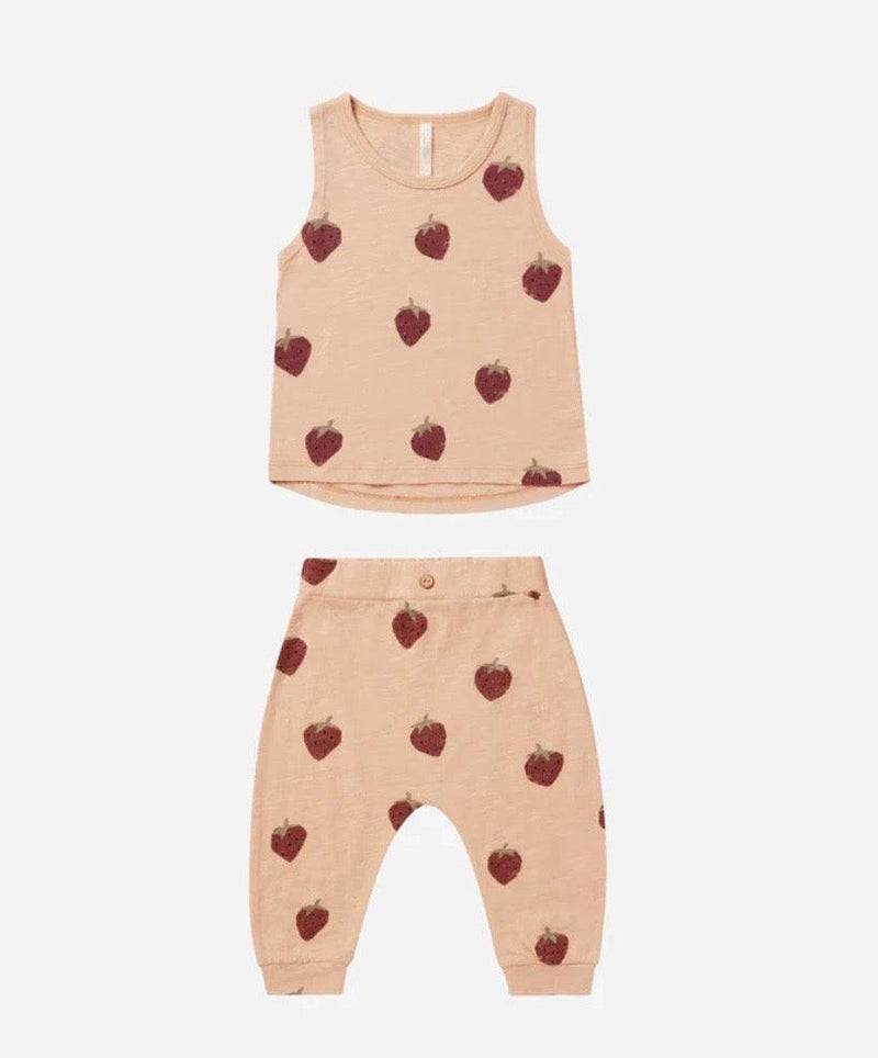 Baby Girls 2 Piece Set | Tank and Slouch Pant Set- Strawberries | Rylee and Cru - The Ridge Kids