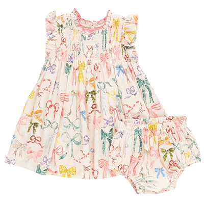 Baby Girls Dress | Watercolor Bows | Pink Chicken - The Ridge Kids