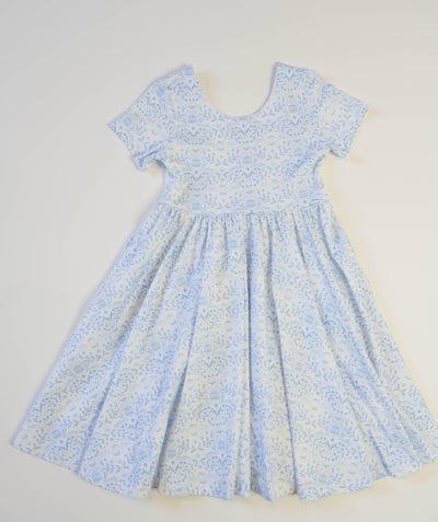 Baby Girls Dress |Classic Twirl -Blue Bunnies| Ollie Jay - The Ridge Kids