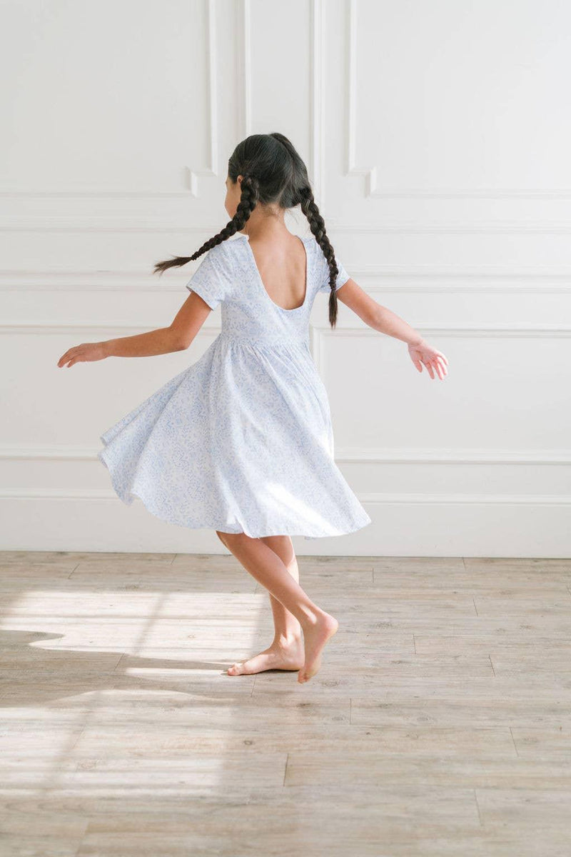 Baby Girls Dress |Classic Twirl -Blue Bunnies| Ollie Jay - The Ridge Kids