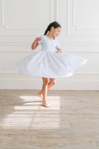 Baby Girls Dress |Classic Twirl -Blue Bunnies| Ollie Jay - The Ridge Kids