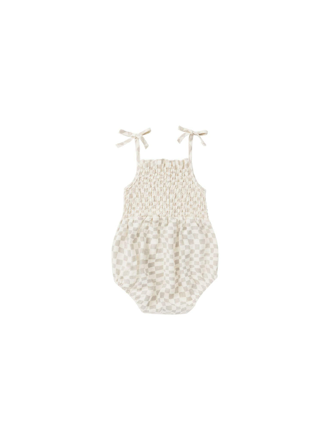 Baby Girls Romper | Kaia- Dove Check | Rylee and Cru - The Ridge Kids