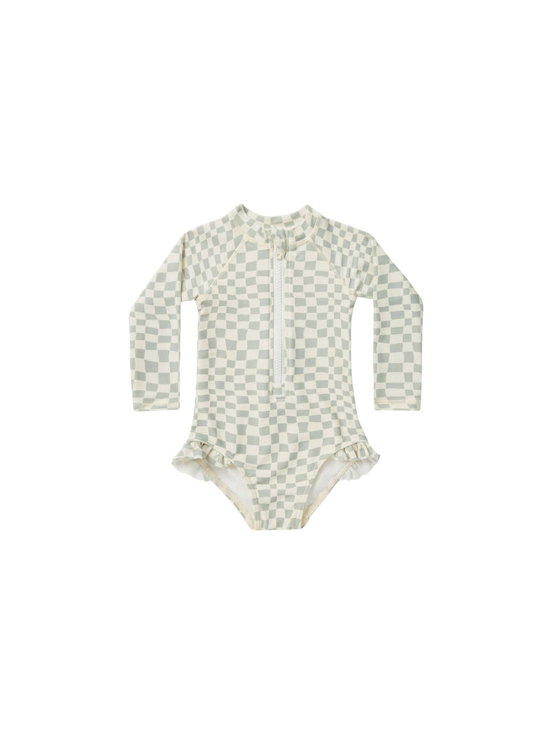 Baby Girls Swimwear | Rash guard- Seafoam Check | Rylee and Cru - The Ridge Kids