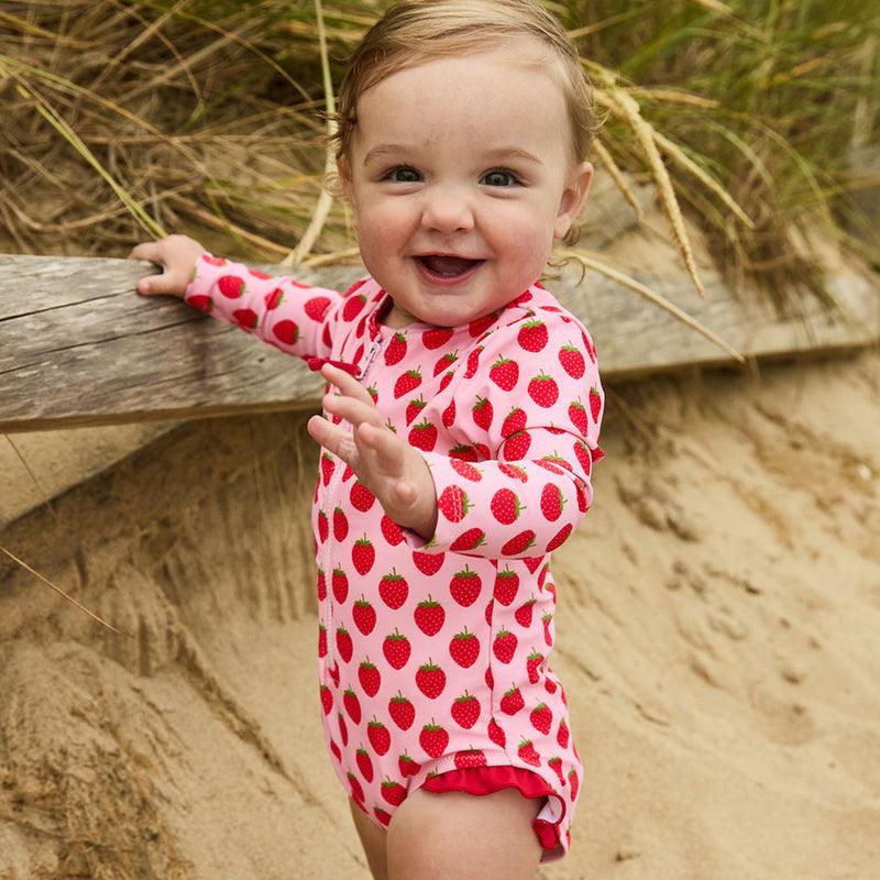 Baby Girls Swimwear| Arden Suit- Strawberries | Pink Chicken - The Ridge Kids