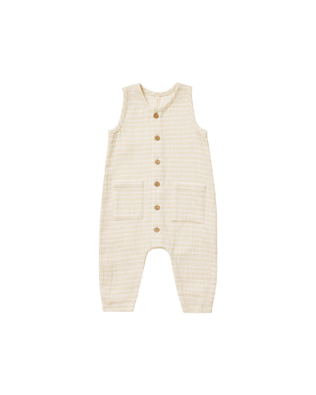Baby Jumpsuit | Sleeveless Pocketed- Lemon Stripe | Quincy Mae - The Ridge Kids
