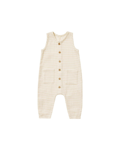 Baby Jumpsuit | Sleeveless Pocketed- Lemon Stripe | Quincy Mae - The Ridge Kids