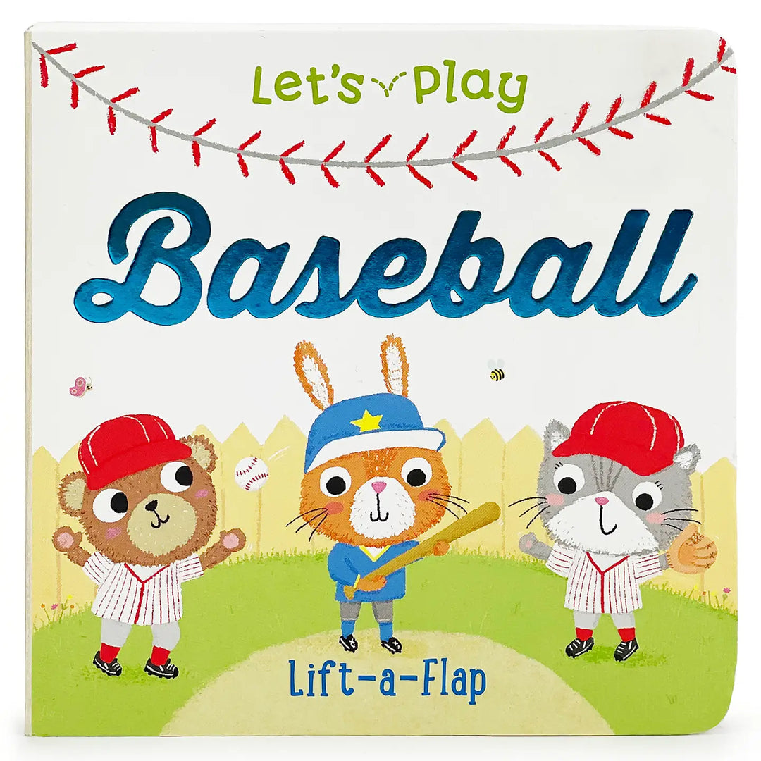 animals playing baseball on the cover a board book