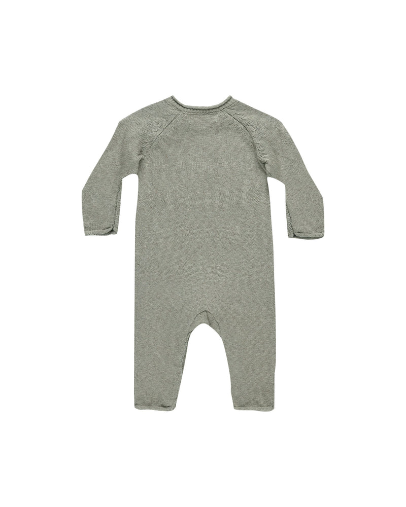 baby boy jumpsuit. sweater knit in green color. 