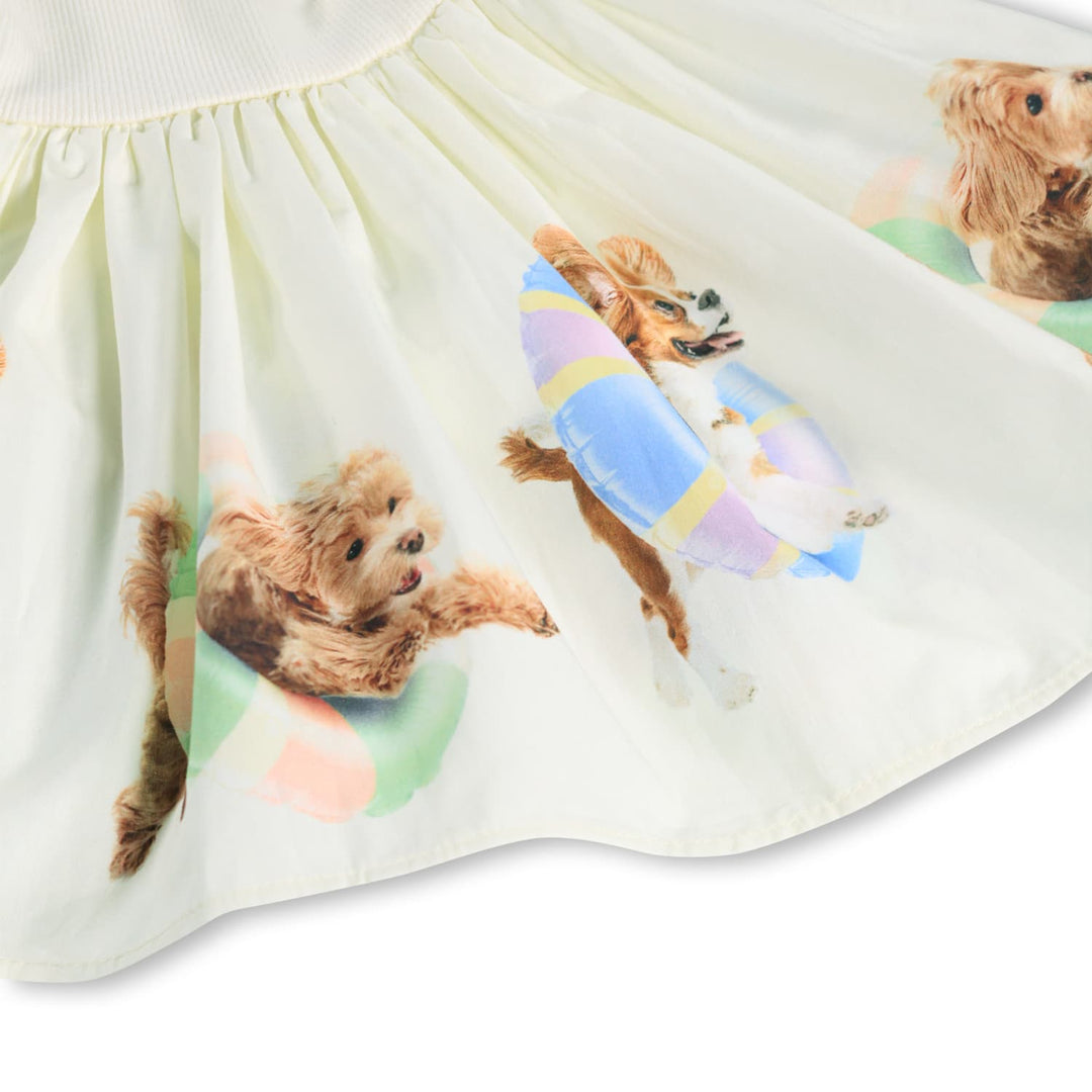 Skirt with a dog and rocket design on a white background