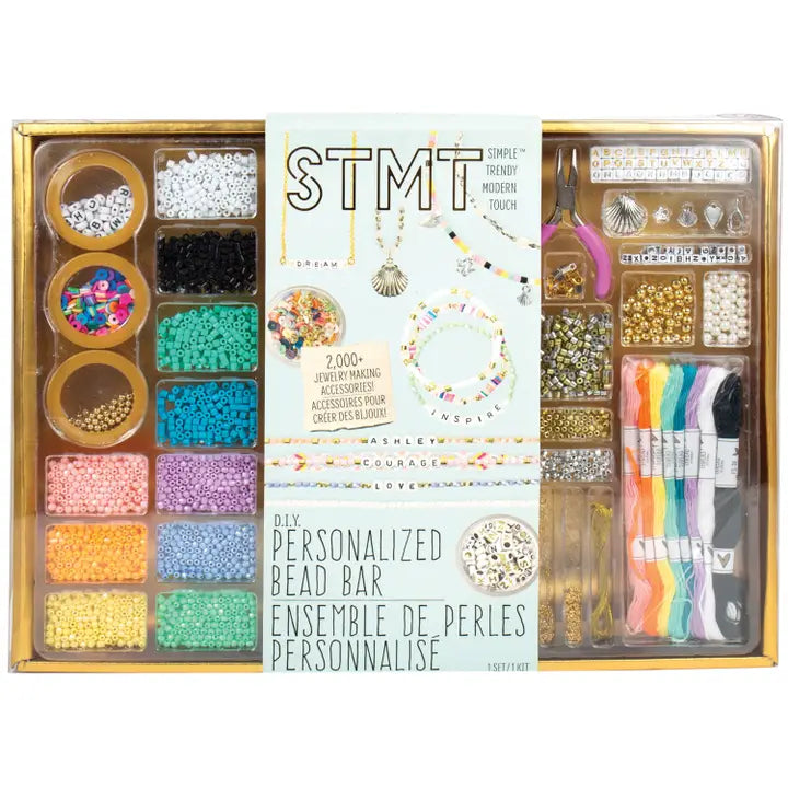 DIY Bead Kit with many different shapes and widths of beads. lots of color variations and letter choices for making the jewelry pieces 