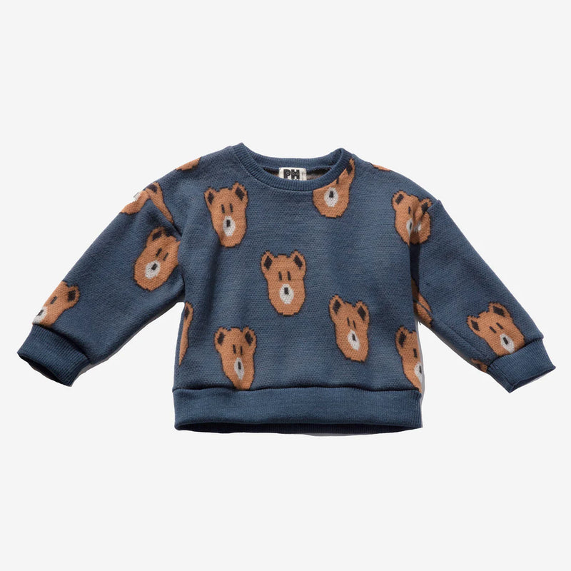 Kids Sweater | Knit Bear - Blue | Petite Hailey