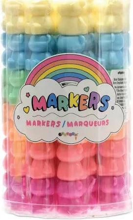 stackable bear markers in their packaging container. 
