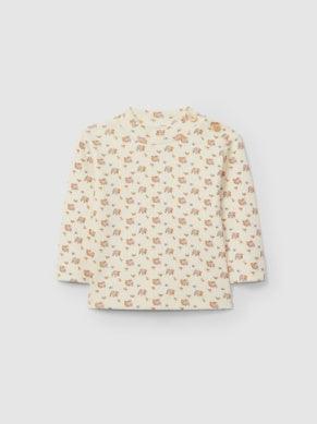 baby top , beige in color with light pink floral design
