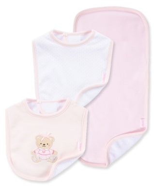 Baby Bibs and Burp Set | Sweet Bear - Pink | Little Me