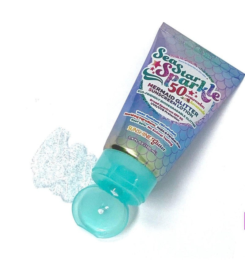 Biodegradable Glitter Sunscreen | Sea Star Sparkle Mermaid Glitter Sunscreen Lotion | Sunshine & Glitter - The Ridge Kids