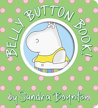 board book titled 'Belly Button Book' with a hippon on the front. 