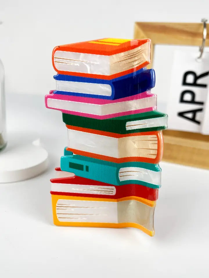 Girls Claw Clip | Stack of Books- Orange | MildStyles