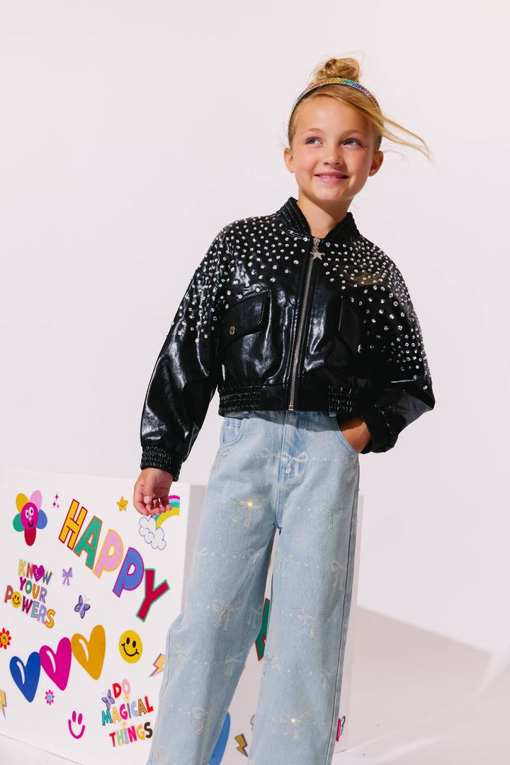 Tween Bottoms | Sparkle Bows Denim Jeans | Lola and The Boys