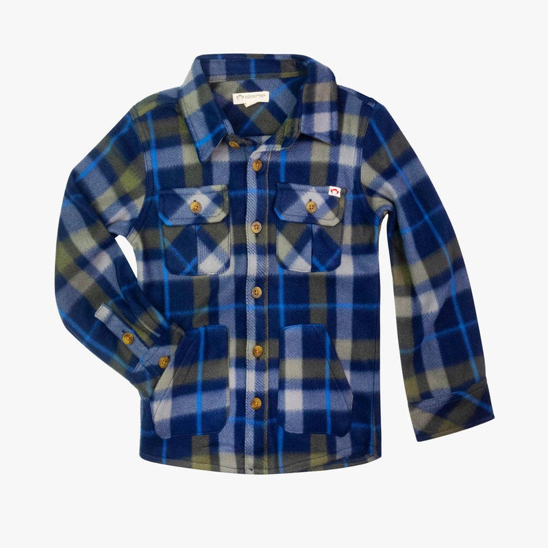 Boys Shirt | Snow Fleece Shirt in Olive/Navy Plaid | Appaman - The Ridge Kids