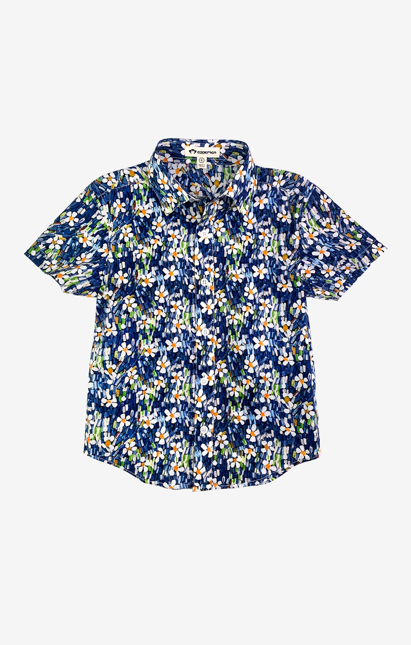 Boys Top | Navy Daisy Day Party Shirt | Appaman - The Ridge Kids