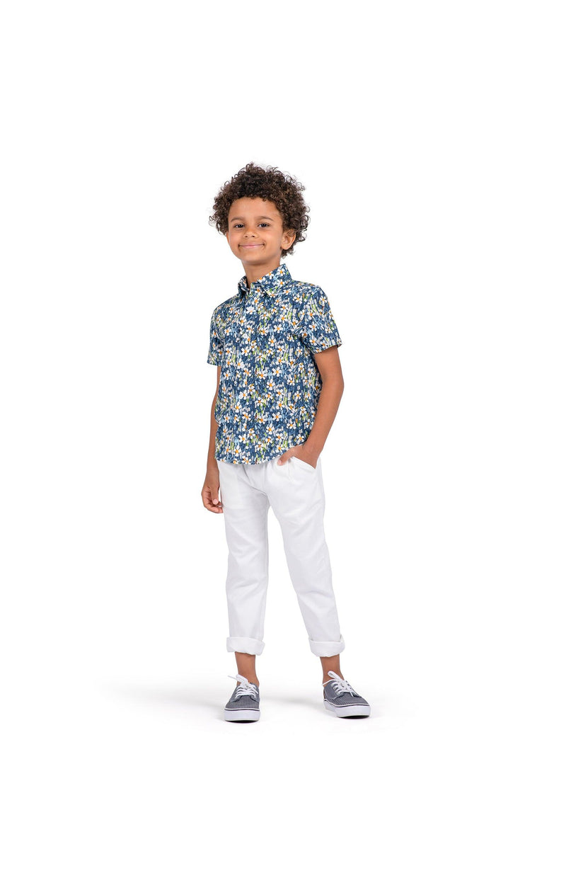 Boys Top | Navy Daisy Day Party Shirt | Appaman - The Ridge Kids