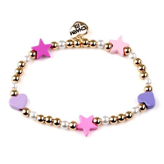 Bracelet | Gold Heart and Stretch Bracelet | Charm It - The Ridge Kids