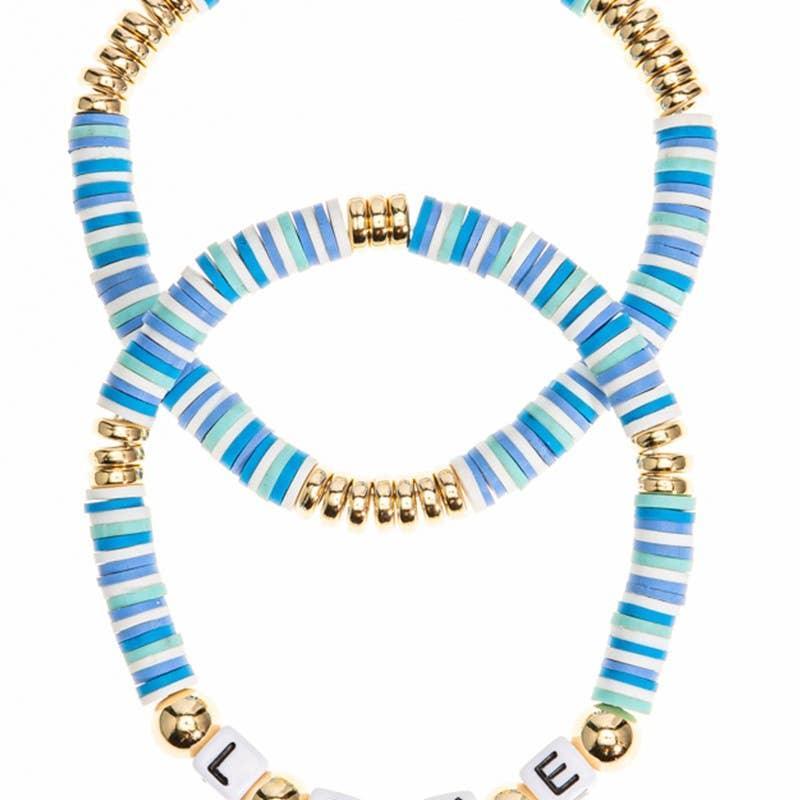 Bracelets | 2 Piece LOVE Rubber Bead Layered Bracelets | Fashion City - The Ridge Kids