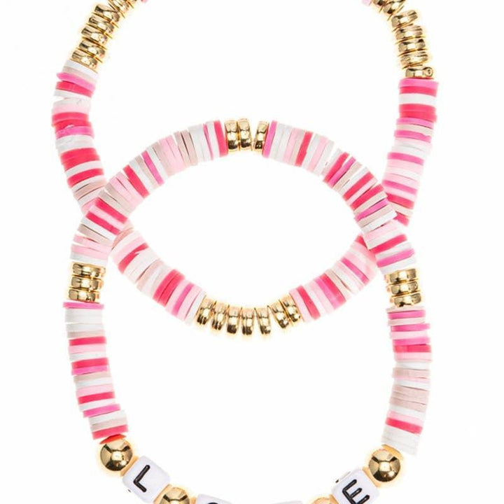 Bracelets | 2 Piece LOVE Rubber Bead Layered Bracelets | Fashion City - The Ridge Kids