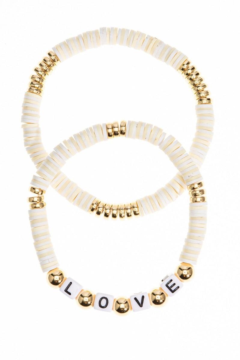 Bracelets | 2 Piece LOVE Rubber Bead Layered Bracelets | Fashion City - The Ridge Kids