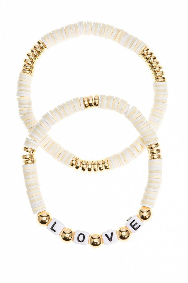 Bracelets | 2 Piece LOVE Rubber Bead Layered Bracelets | Fashion City - The Ridge Kids